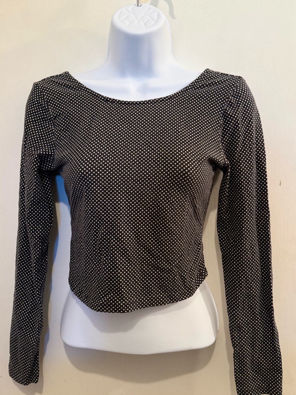 Forever 21 Black and White Polka Dot Long-Sleeve Top